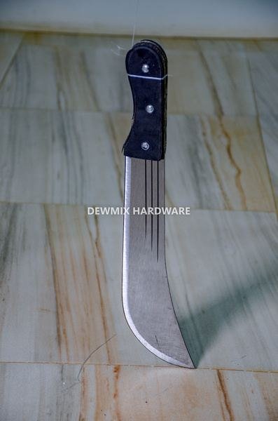 Steel Panga Machete Black Handle Short Curved
