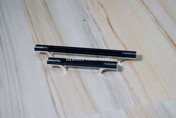 Black Chrome Square Bar Cabinet Handle Set