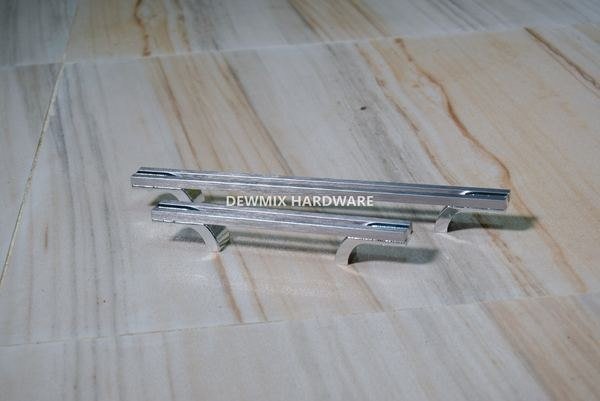 Chrome Square Bar Cabinet Handle Set 2