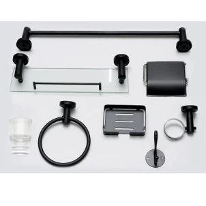 N223B 7Pc  Bathroom Set With 40Cm Glass Shelf Bl