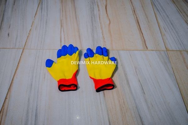 Yellow & Blue Chemical-Resistant Rubber Gloves