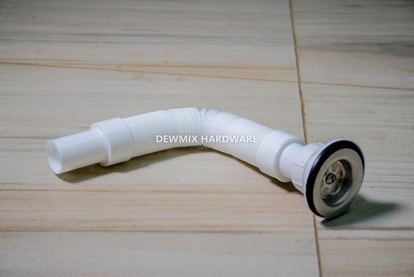 White Flexible Sink Drain Pipe With Strainer