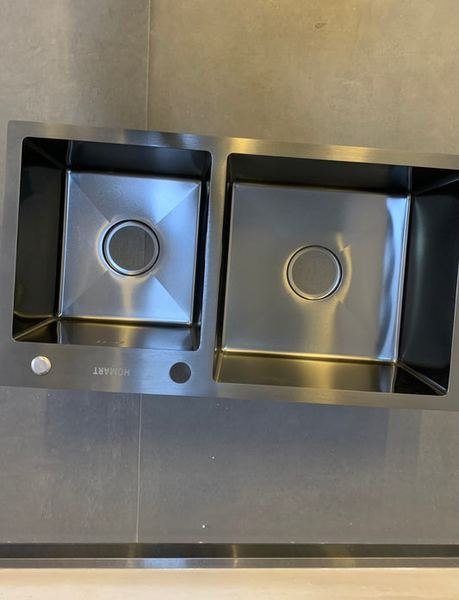 Black Stainless Steel Double Sink 78Cm by 43Cm