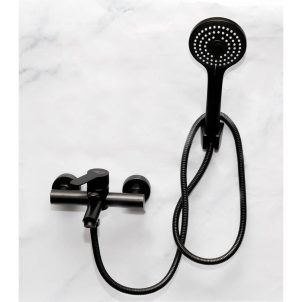 Black Wall Type Bath Tub Mixer With Telephone Show
