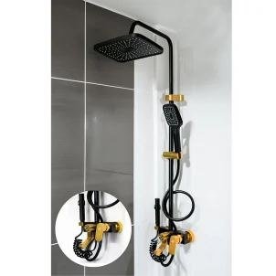 Black and Gold 3 Way Shower Mixer