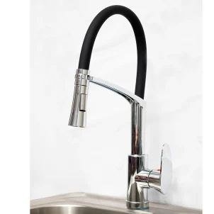 Black Chrome Pillar Kitchen Mixer