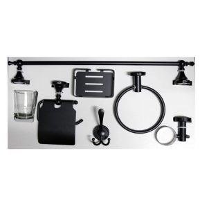 Full Bathroom Accessories Piece Set in Matt Blac