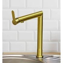 High Neck Kitchen Pillar Mixer Gold