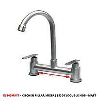 Kitchen Pillar Mixer Double Nob Matt