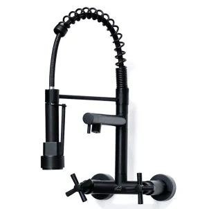 Way Wall Black Wall Kitchen Mixer Tap With Pull